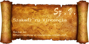 Szakmáry Vincencia névjegykártya